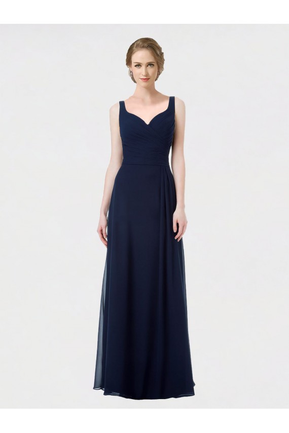 Shop Long Chiffon Bridesmaid Dress with Sweetheart Neckline and Shoulder Straps