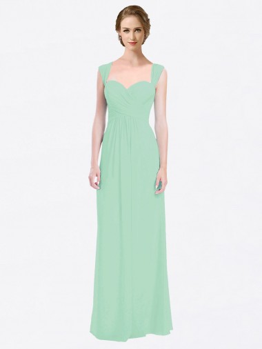 Shop Long Chiffon Bridesmaid Dress with a Sweetheart Neckline and Pleated Shoulder Straps