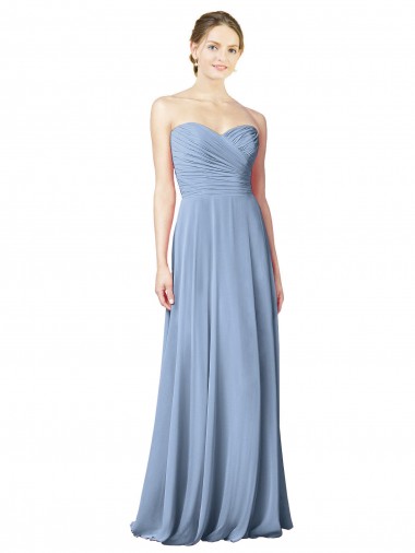 Shop Draped Strapless Sweetheart Full Length Chiffon Bridesmaid Dress