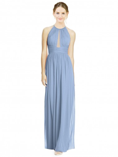 Shop Open Back Long Chiffon Halter Bridesmaid Dress