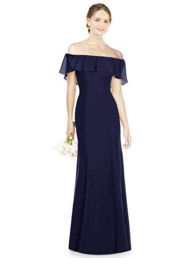 Shop Off the Shoulder Full-Length Trumpet Chiffon Bridesmaid Dress