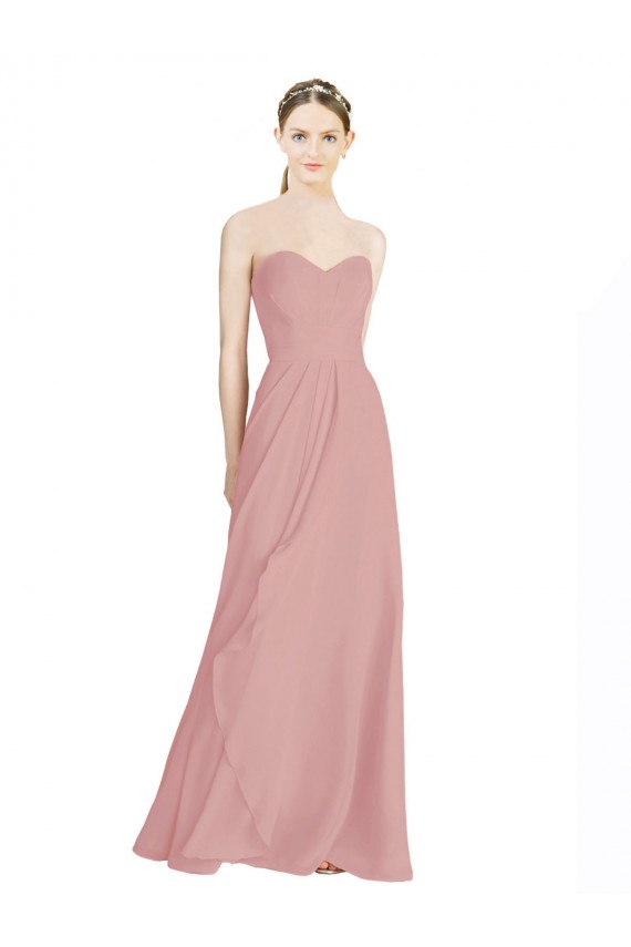 Shop Daped A-Line Chiffon Bridesmaid Dress with Pleated Sweetheart Bodice