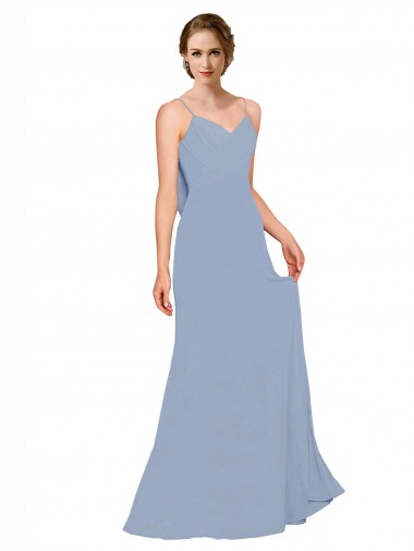 Shop Cowl Back Long Chiffon Slip Bridesmaid Dress with Straps