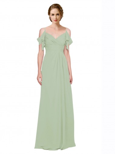 Shop Split Cold Shoulder Draped A-Line Chiffon Bridesmaid Dress