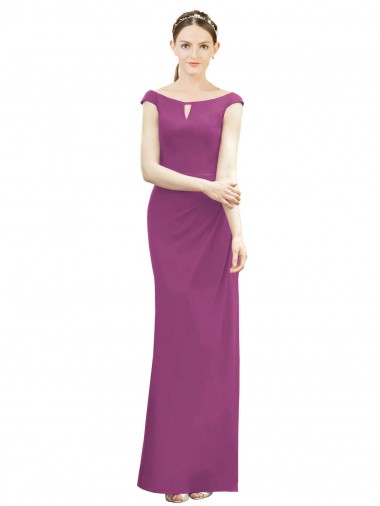 Shop Full Length Long Chiffon Bridesmaid Dress with Boat Neck