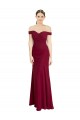 Shop Off the Shoulder Long Chiffon Bridesmaid Dress / Prom Dress with Pleats