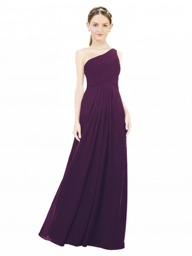 Shop One Shoulder Chiffon Bridesmaid Dress with Draped Bodice