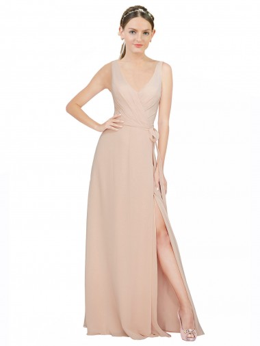 Shop Chiffon Bridesmaids Dress with Matching Chiffon Tie Sash