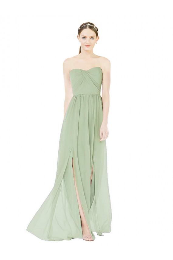 Shop Strapless Draped Bodice Maxi Bridesmaid Dress with Front Slits