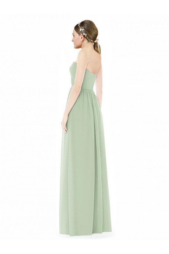 Shop Strapless Draped Bodice Maxi Bridesmaid Dress with Front Slits