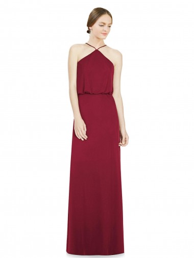 Shop Sleek Halter Neck A-Line Chiffon Bridesmaid Dress