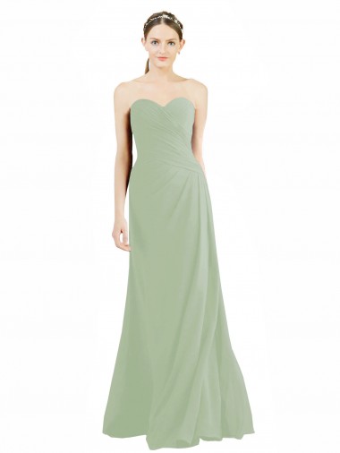 Shop Sweetheart Neckline Draped Floor Length Chiffon Bridesmaid Dress