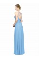 Shop Double Straps Shoulder V-Neck Sheath Chiffon Bridesmaid Dress with Keyhole Back