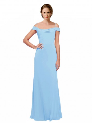 Shop Off the Shoulder Bateau Neck Chiffon Bridesmaid Dress with Straps