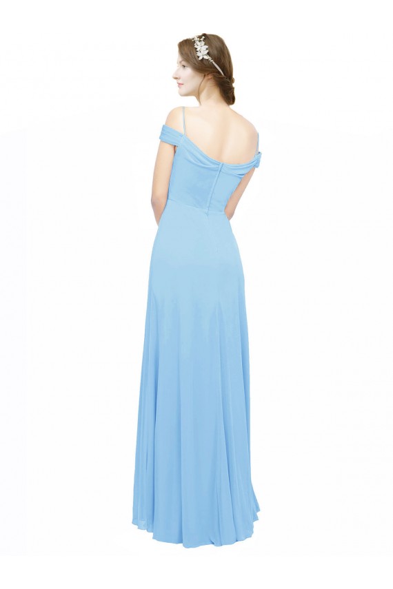 Shop Off the Shoulder Bateau Neck Chiffon Bridesmaid Dress with Straps