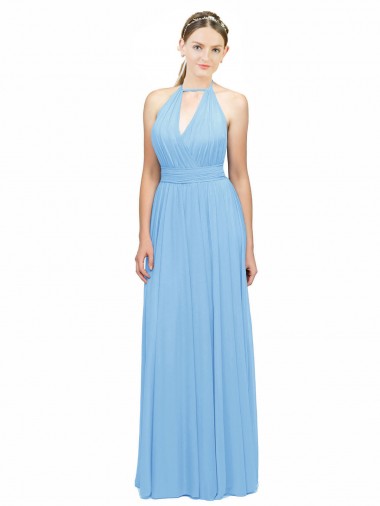 Shop Keyhole Front Sheath Chiffon Bridesmaid Dress with Open Tie Back