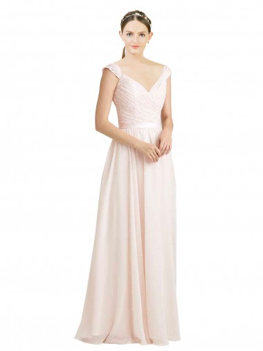 Shop Sweetheart A-Line Chiffon Bridesmaid Dress with Ruched Lace Bodice