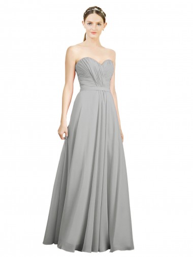 Shop Sweetheart Strapless Draped Long Chiffon Bridesmaid Dress