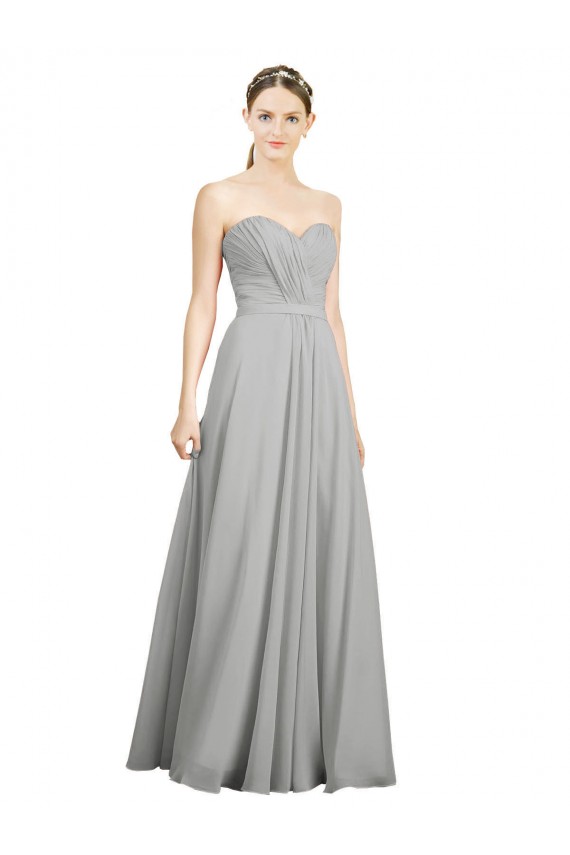 Shop Sweetheart Strapless Draped Long Chiffon Bridesmaid Dress