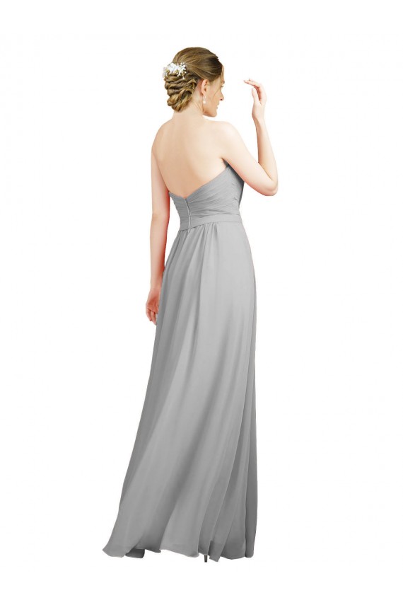 Shop Sweetheart Strapless Draped Long Chiffon Bridesmaid Dress