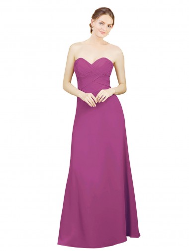 Shop Sweetheart Neckline Pleated Chiffon Bridesmaid Dress with Low Back