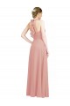 Shop Ruched Sweetheart Halter Neckline Chiffon Bridesmaid Dress with Tie Open Back