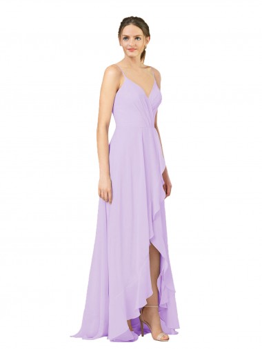 Shop High-Low Chiffon Bridesmaid Dress with Ruffle Detail