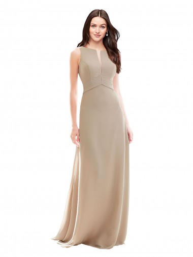 Shop Elegant Bridesmaid with High Neckline and Illusion V-Neck