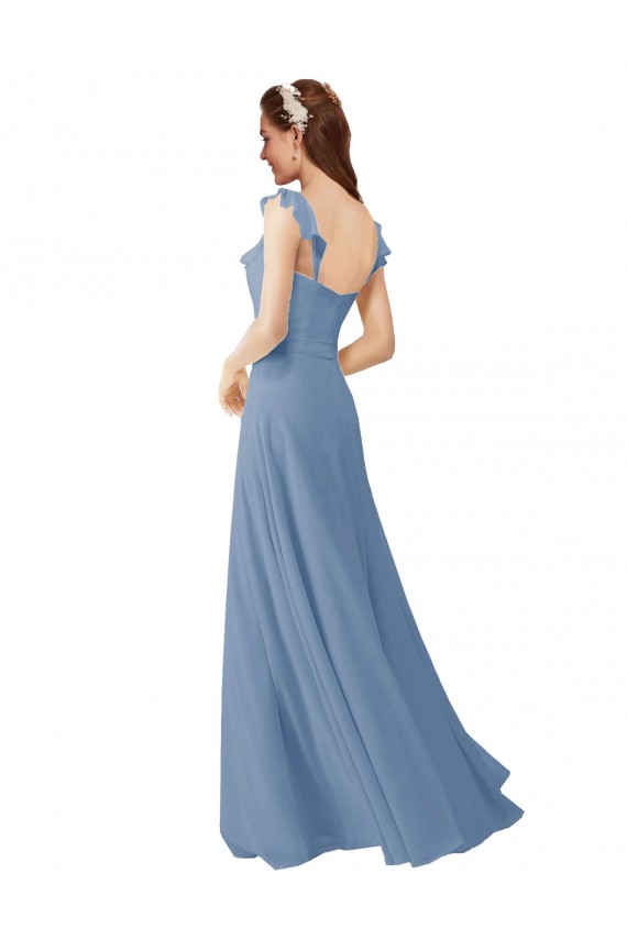 Shop Chiffon Bridesmaids Dress with Ruffle Neckline