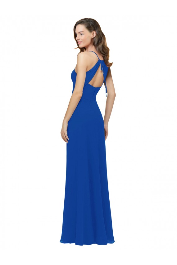 Shop Chiffon Bridesmaid Dress with Deep V-Neck and Spaghetti Straps