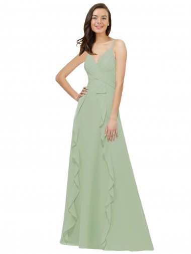 Shop Chiffon Bridesmaid Dress with Ruffles and Draping