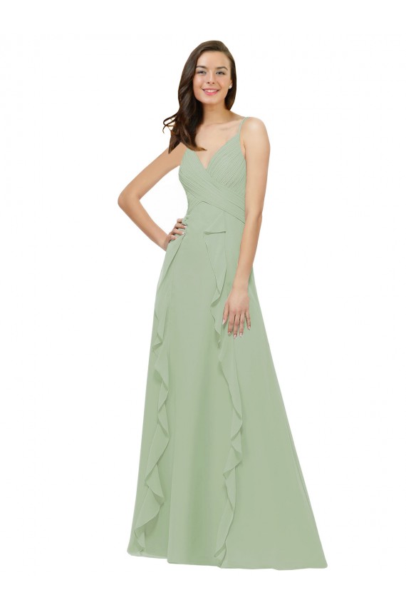 Shop Chiffon Bridesmaid Dress with Ruffles and Draping