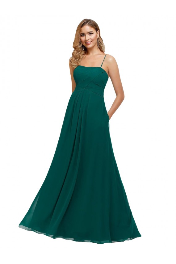 Shop Chiffon Bridesmaid Dress with Pleated Bodice and Straps