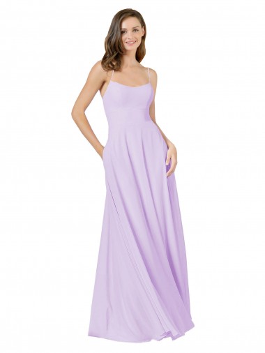 Shop Simple Chiffon Bridesmaid Dress with Pocket