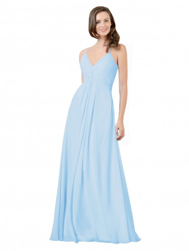 Shop Long V-Neck Chiffon Bridesmaid Dress with Keyhole Back