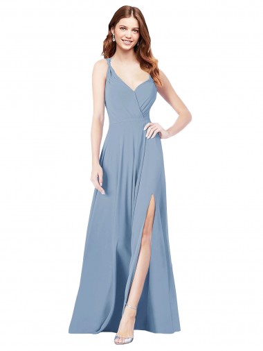 Shop Surplice Bodice A-Line Long Chiffon Bridesmaid Dress