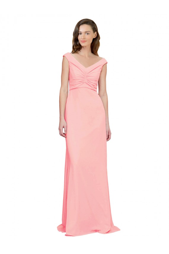 Shop Luxe Chiffon Bridesmaid Dress with Shoulder Tip Gathered Bodice