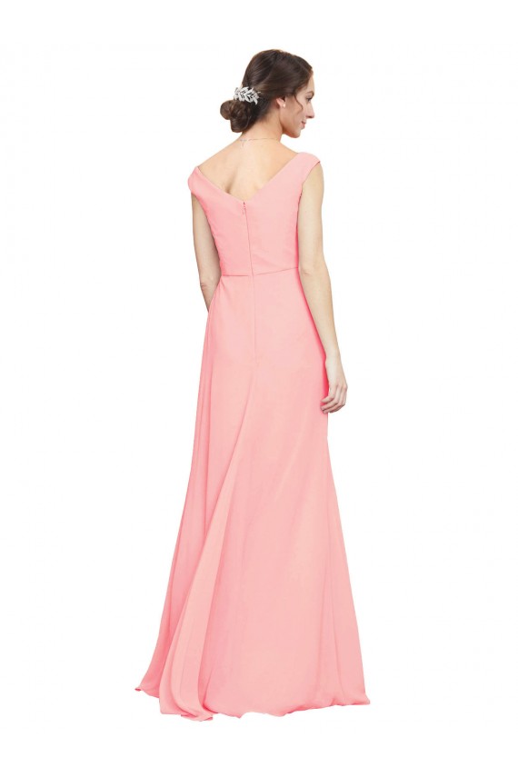 Shop Luxe Chiffon Bridesmaid Dress with Shoulder Tip Gathered Bodice