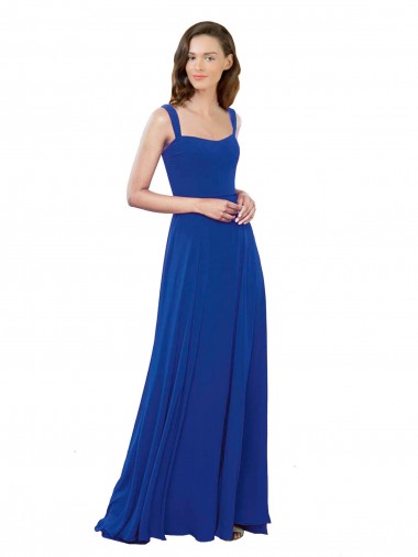 Shop Square Neck A-Line Long Floor Length Chiffon Bridesmaid Dress