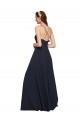 Shop Long Chiffon Bridesmaid Dress with Criss Cross Straps and Ruffles