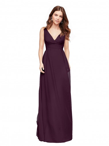 Shop Plunging V-Neckline Long Chiffon Bridesmaid Dress with Deep V-Back