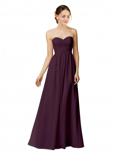 Shop Strapless Chiffon Bridesmaid Dress with Criss Cross Shirred Bodice