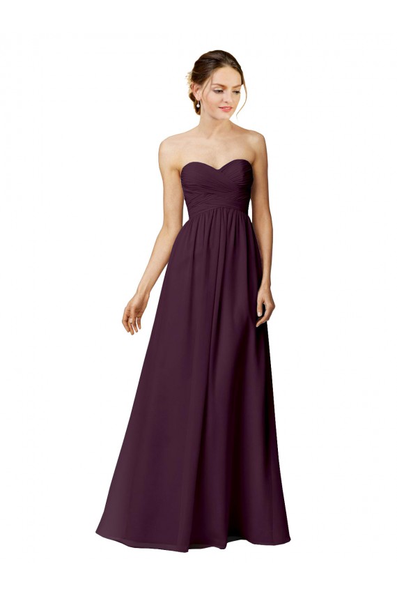 Shop Strapless Chiffon Bridesmaid Dress with Criss Cross Shirred Bodice