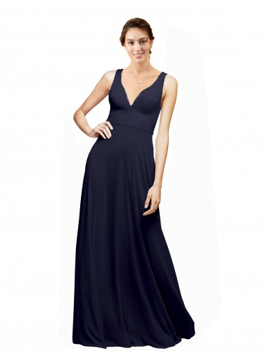 Shop Open Back Long Chiffon Bridesmaid Dress with Plunging V-Neck Bodice