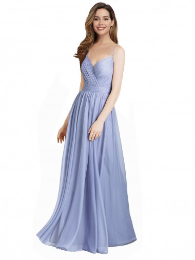 Shop Ruched Criss Over Bodice Chiffon Bridesmaid Dress with Lace Open Back