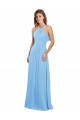 Shop Chiffon A-Line Bridesmaid Dress with Halter Neck and Ruffled Back Straps