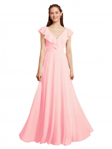 Shop Chiffon A-Line Dress with Full Circle Skirt and Gathered Waistband