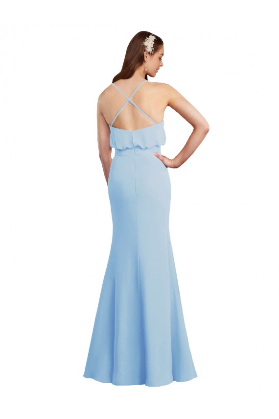 Shop Fluted Long Chiffon Bridesmaid Dress with Cascading Ruffles