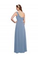 Shop Single Shoulder Strap Long Chiffon Bridesmaid Dress with Cascading Ruffles