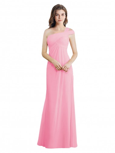 Shop Single Shoulder Chiffon Bridesmaid Dress with Draped Bodice